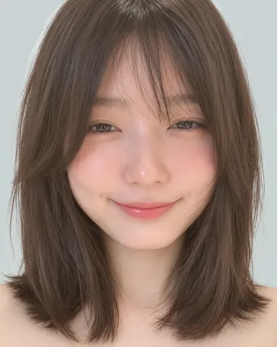 AI 生成人像 f57ce4da919：面部，短发・韩式流苏波波头（侧刘海）