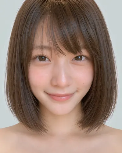 AI 生成人像 f5808326467：面部，短发・迷你波波头（眉上齐刘海）