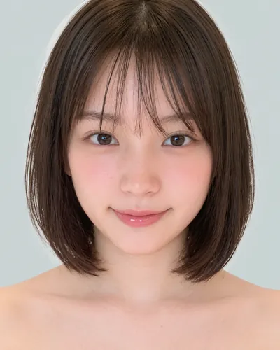 AI 生成人像 f58732f7063：面部，短发・迷你波波头（眉上齐刘海）