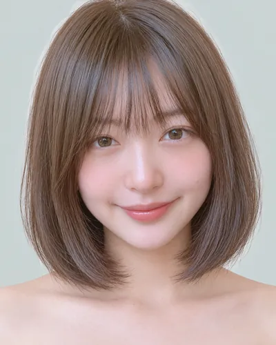 AI 生成人像 f5c7fe857fb:面部,短发・蘑菇短发(刘海偏长)