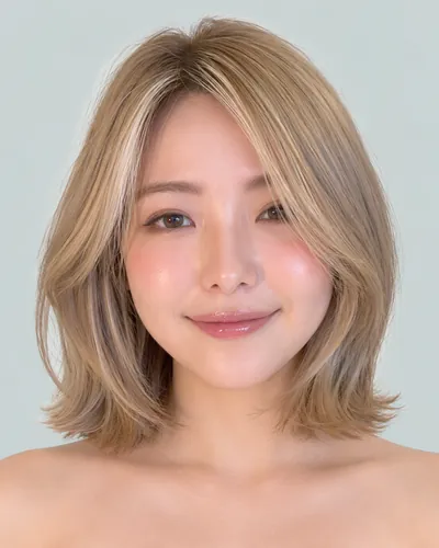 AI 生成人像 f5d6915f5db:面部,短发・挑染圆润短发