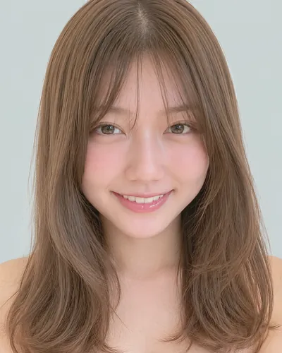AI 生成人像 f5d6f53e780：面部，中长发・中长发脸周层次（奶茶米色）