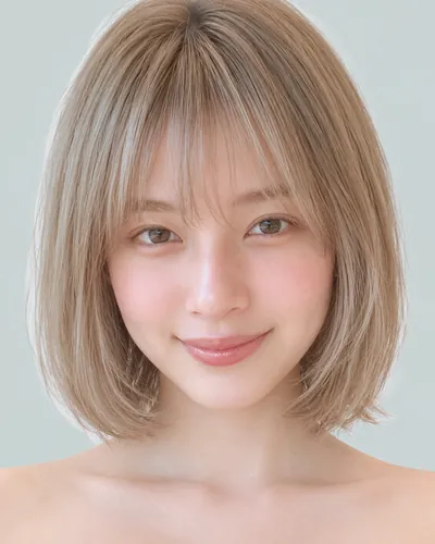 AI 生成人像 f5f851cf37b:面部,短发・蘑菇短发(刘海偏长)