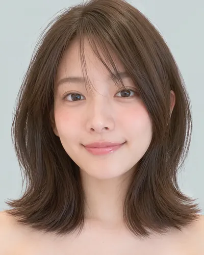 AI 生成人像 f67bfd88229：面部，短发・外翻波波头（深色发）