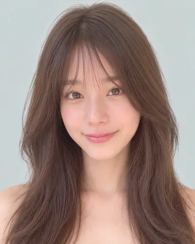 AI 生成人像 f67e7e2beac：面部，中长发・蝴蝶剪（薄荷米色・空气刘海）