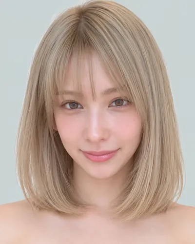 AI 生成人像 f68a85506cc:面部,短发・浅色奶茶短波波头