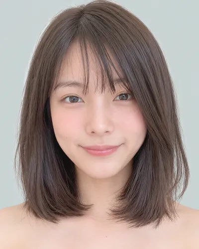 AI 生成人像 f68e0a764b5：面部，短发・迷你波波头（眉上齐刘海）
