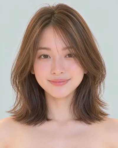AI 生成人像 f6946ae7d2f：面部，短发・内收短发（颈后偏长・空气刘海）