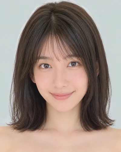 AI 生成人像 f6bea195134：面部，短发・韩式流苏波波头（侧刘海）