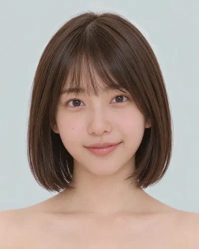 AI 生成人像 f71cf6eb4f4：面部，短发・韩式流苏波波头（侧刘海）