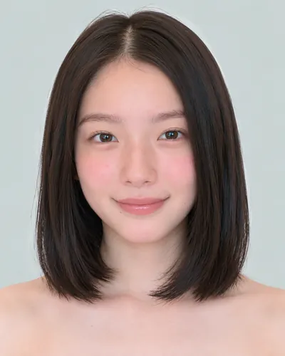 AI 生成人像 f783fed0899：面部，短发・齐切直发波波头（无刘海）