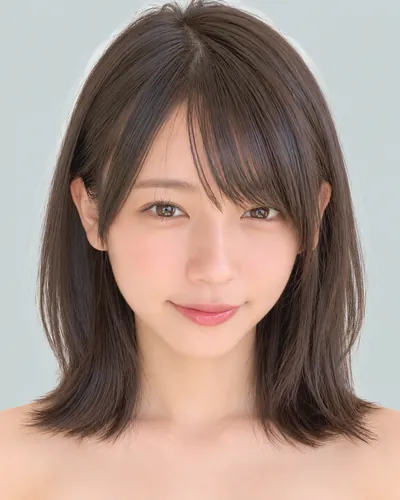 AI 生成人像 f7c79a59c44：面部，短发・韩式流苏波波头（侧刘海）