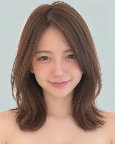 AI 生成人像 f7d1449efae：面部，中发・前长后短中波波头（栗米色）