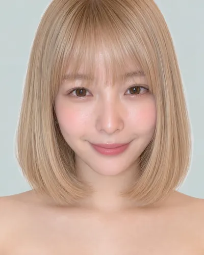 AI 生成人像 f7e67f9d223:面部,短发・浅色奶茶短波波头
