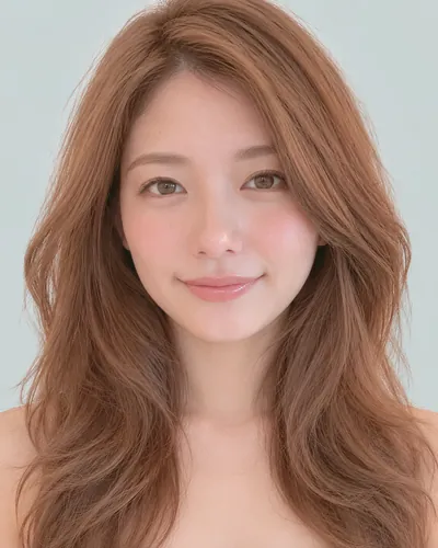 AI 生成人像 f7f4be0fd8b:面部,中长发・中长发狼尾剪(樱桃红)