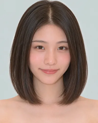 AI 生成人像 f7fef475cc0：面部，短发・齐切直发波波头（无刘海）
