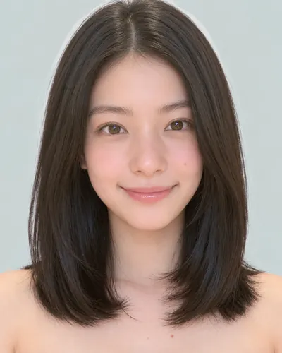 AI 生成人像 f80adcfa6d0：面部，短发・齐切直发波波头（无刘海）