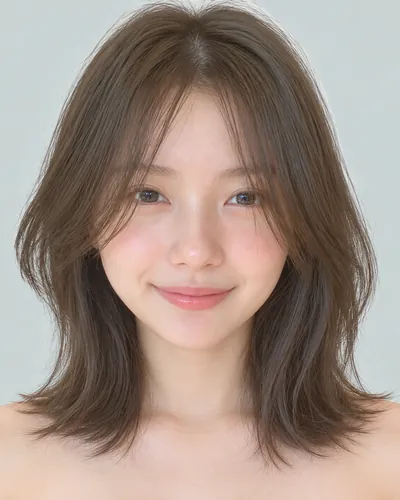 AI 生成人像 f82336b7e54：面部，短发・短狼尾剪（迷你狼尾）