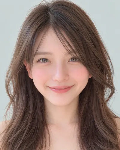 AI 生成人像 f850519d0fd:面部,中长发・斜刘海轻盈卷