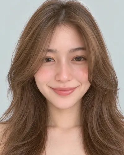 AI 生成人像 f8b609a5d79:面部,中发・蝴蝶剪(榛果色)