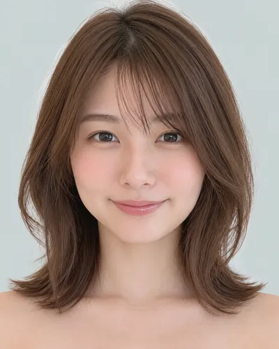 AI 生成人像 f8dce8b3172:面部,中发・双刘海一卷中波波头