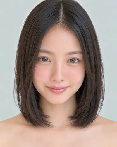 AI 生成人像 f8eb37cb375：面部，短发・齐切直发波波头（无刘海）