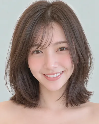 AI 生成人像 f8edb48c714：面部，短发・外翻波波头（深色发）