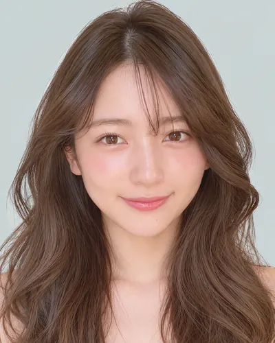 AI 生成人像 f8ef1f742be:面部,中长发・斜刘海轻盈卷