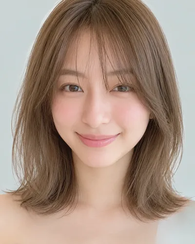 AI 生成人像 f9be888262e：面部，短发・内收短发（颈后偏长・空气刘海）