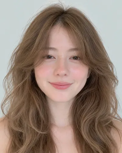 AI 生成人像 f9dc6a7b077:面部,中发・中发狼尾烫