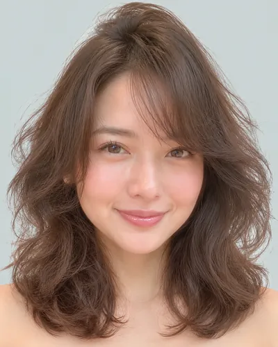 AI 生成人像 f9e17f0a804:面部,中发・螺旋硬烫中发