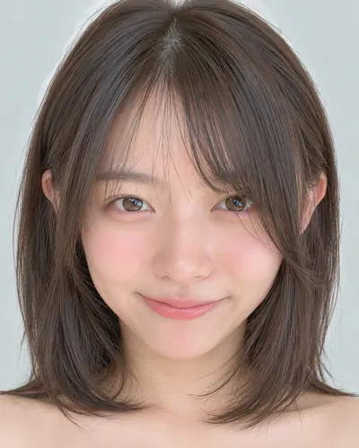 AI 生成人像 fa14285f0b4：面部，短发・韩式流苏波波头（侧刘海）