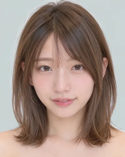 AI 生成人像 fa1b4c28531：面部，中发・前长后短中波波头（栗米色）