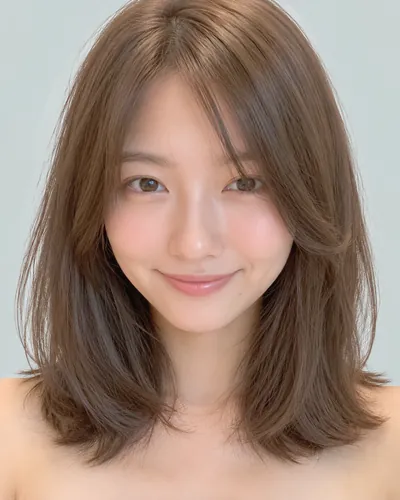 AI 生成人像 fa2ab2f7303:面部,中发・双刘海一卷中波波头