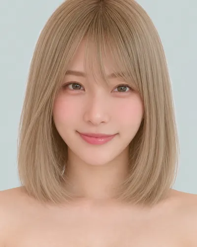 AI 生成人像 fa51362c487:面部,短发・浅色奶茶短波波头