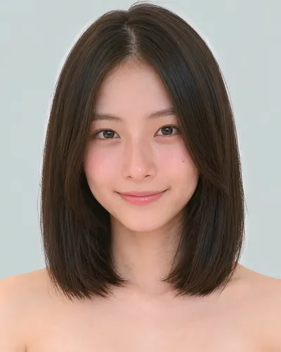 AI 生成人像 fa85622e6d0：面部，短发・齐切直发波波头（无刘海）