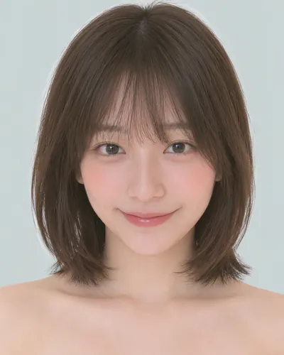 AI 生成人像 faa0be55132：面部，短发・迷你波波头（眉上齐刘海）