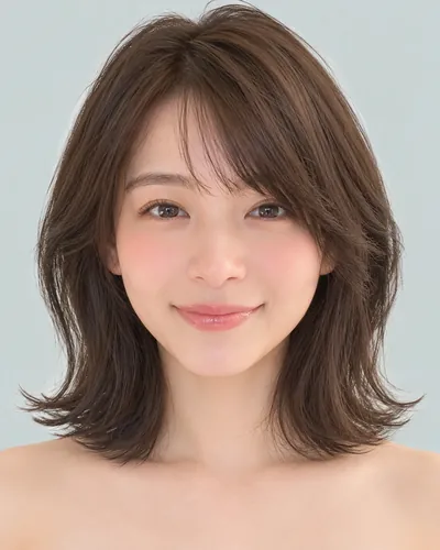 AI 生成人像 faaef64f5bc：面部，短发・螺旋烫短波波头（黑发）