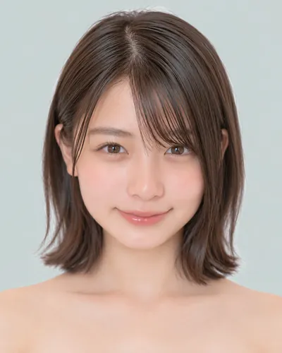 AI 生成人像 fac96077717：面部，短发・湿发感长刘海短波波头
