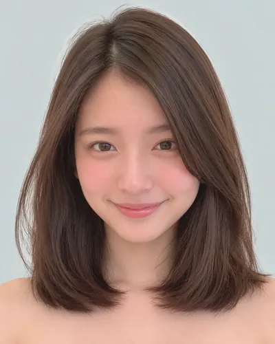 AI 生成人像 fade63e42ca:面部,中发・双刘海一卷中波波头