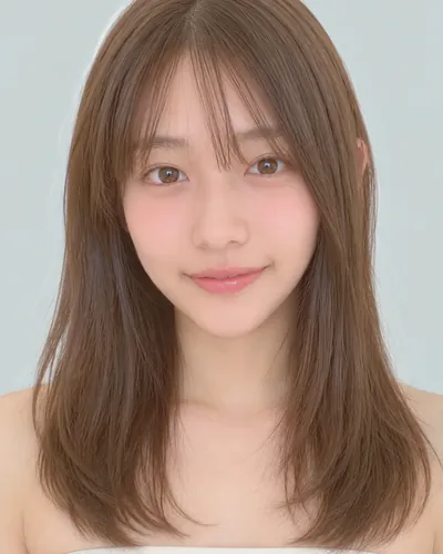 AI 生成人像 fb0ad21bff1：面部，中长发・空气齐刘海碎层