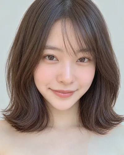 AI 生成人像 fb18208d42e：面部，短发・外翻波波头（深色发）