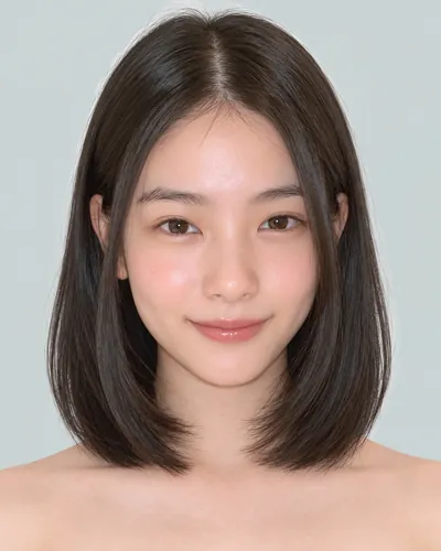AI 生成人像 fb389f2ce45：面部，短发・齐切直发波波头（无刘海）