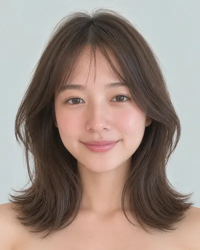 AI 生成人像 fb40d73900f：面部，短发・外翻波波头（深色发）