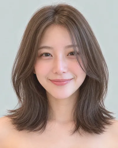 AI 生成人像 fb47abefb34：面部，短发・内收短发（颈后偏长・空气刘海）