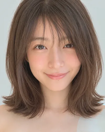 AI 生成人像 fb4f38de4d4：面部，短发・外翻波波头（深色发）