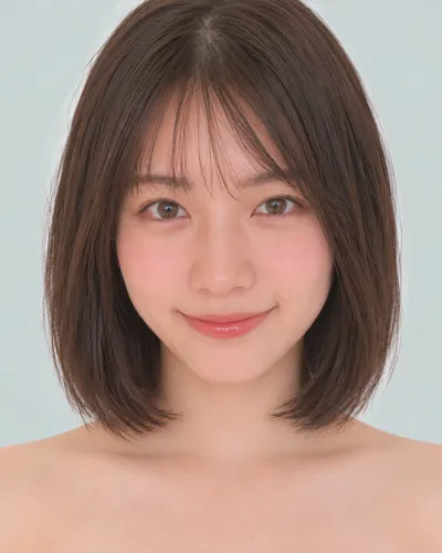AI 生成人像 fb99236d9c9：面部，短发・迷你波波头（眉上齐刘海）
