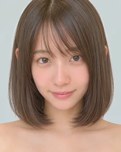 AI 生成人像 fbc66b64625：面部，短发・迷你波波头（眉上齐刘海）