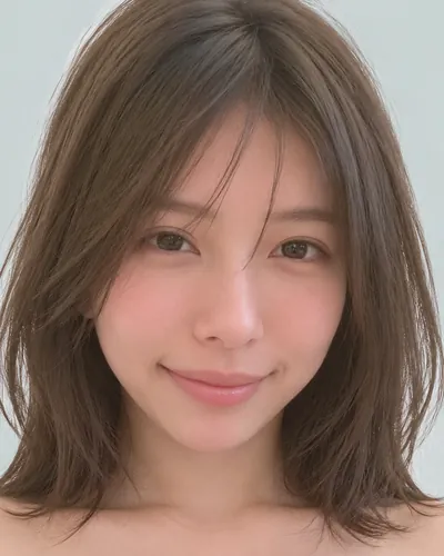 AI 生成人像 fbe8fbda15a：面部，短发・外翻波波头（深色发）