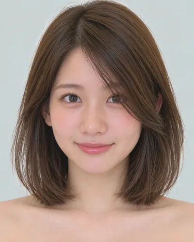 AI 生成人像 fc7052bda70：面部，中发・前长后短中波波头（栗米色）